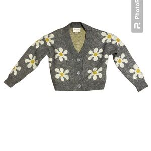 Gray Floral Cardigan